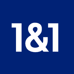 1&1 Logo in Weiß auf blauem Hintergrund